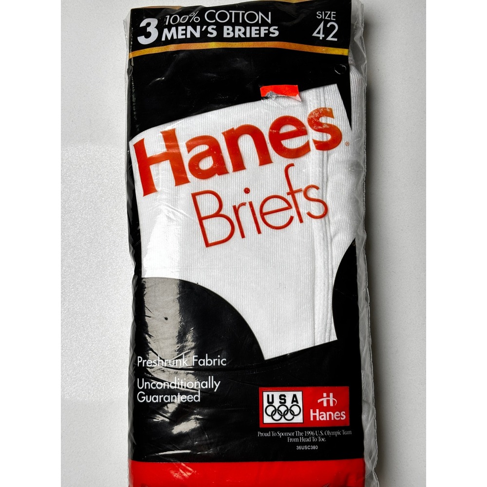 Hanes Mens 3 Pack 90's Cotton Briefs Size 42 100% Cotton Tightie Whities